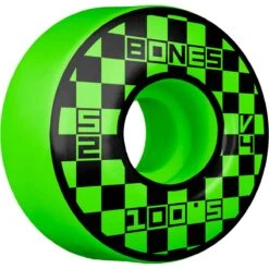 Bones 100's Block Party V4 Wide Skateboard Wheels Green - 52mm