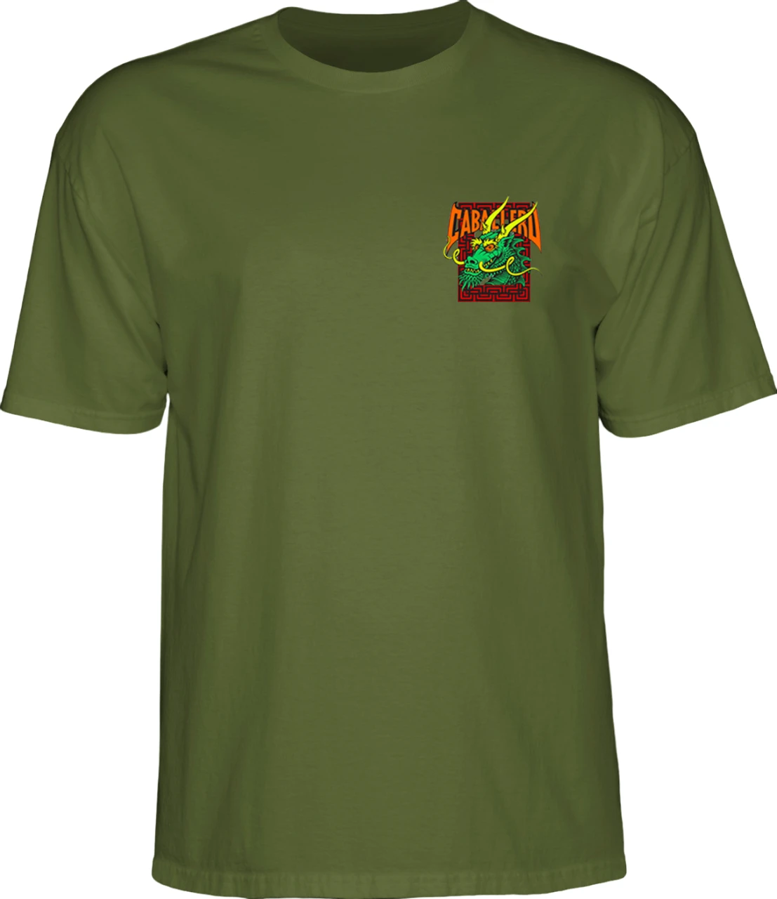 Powell Peralta Cab Street Dragon T Shirt - Military Green - Image 2
