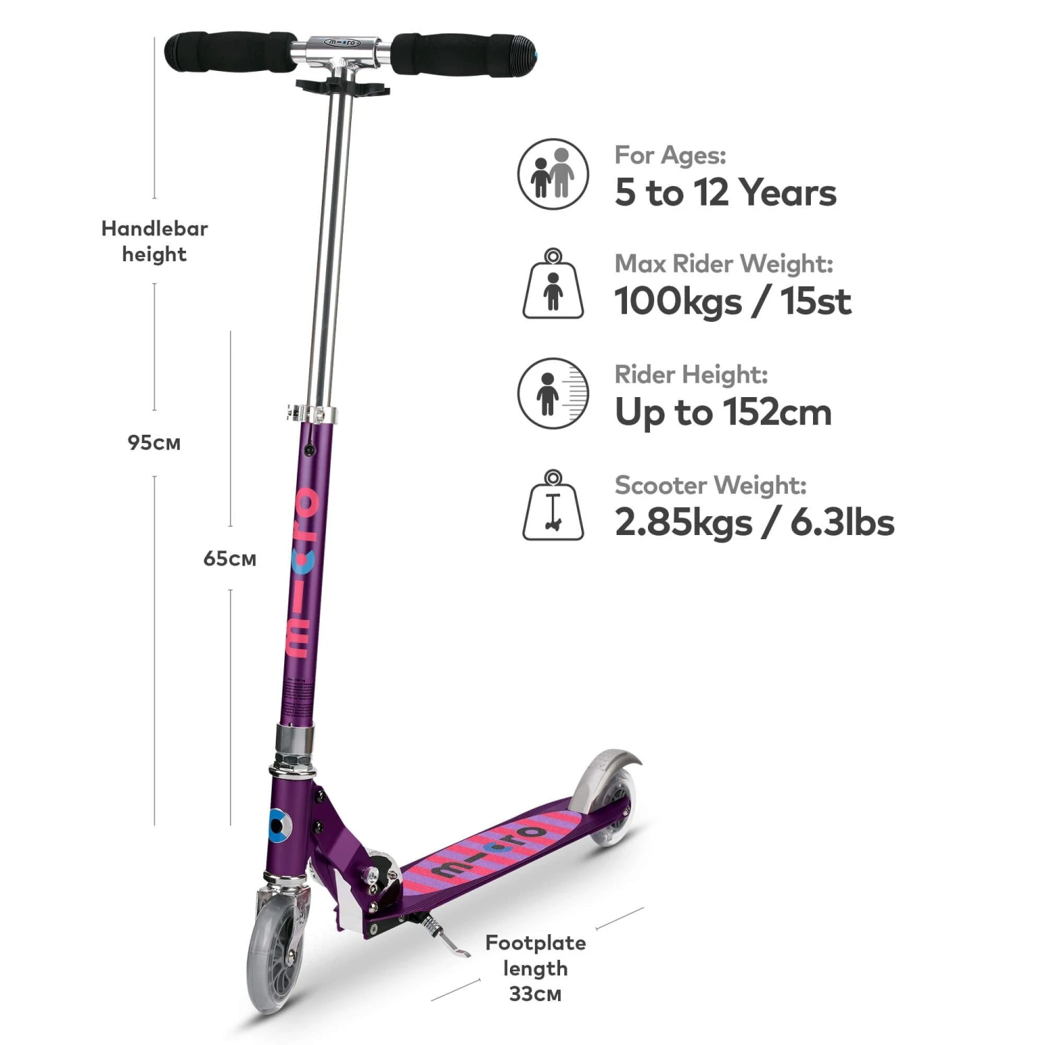 Micro Sprite Scooter - Purple Stripe - Image 2