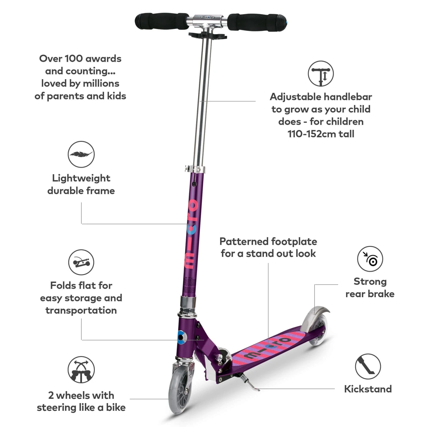 Micro Sprite Scooter - Purple Stripe - Image 3