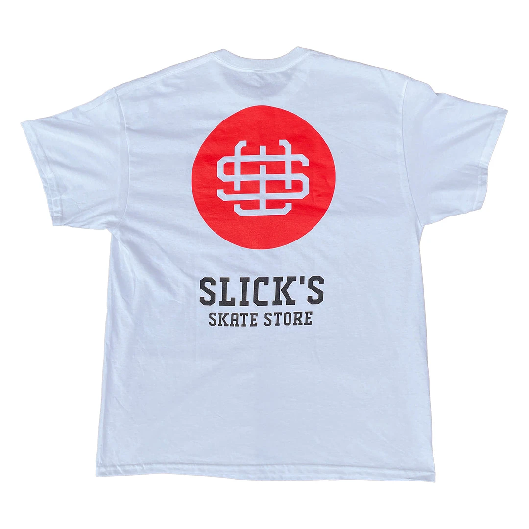 Slicks Skate Store London Monogram T Shirt White - Image 2