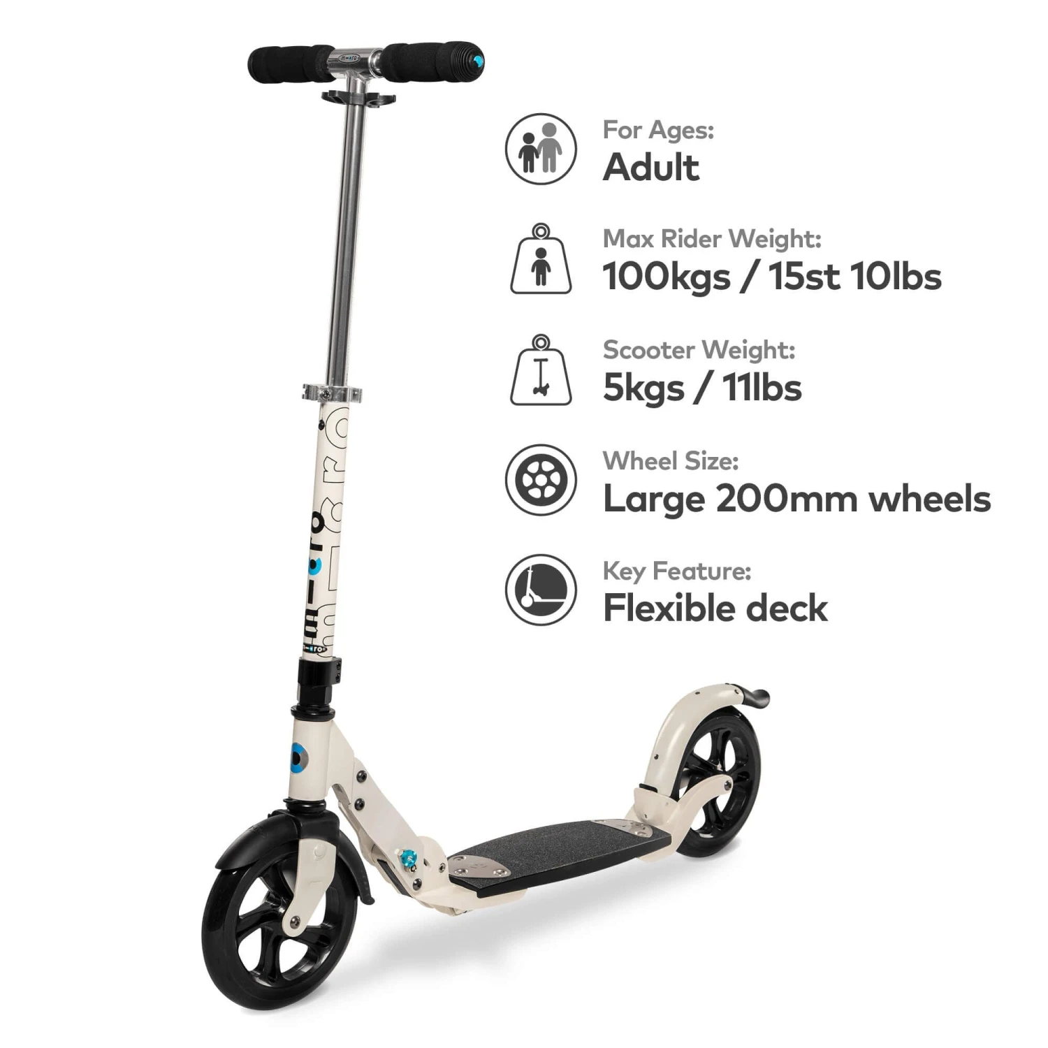 Micro Flex Deluxe Scooter - Cream - Image 2