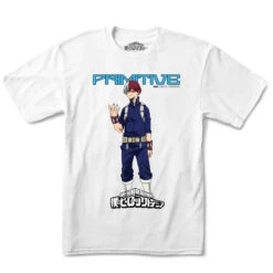 Primitive X My Hero Academia Shoto Todoroki T Shirt - White