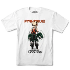 Primitive X My Hero Academia Katsuki Bakugo T Shirt - White