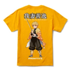 Primitive X Demon Slayer Zenitsu Agatsuma T Shirt - Gold