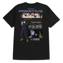 Primitive X Jujutsu Kaisen Fushiguro T Shirt - Black
