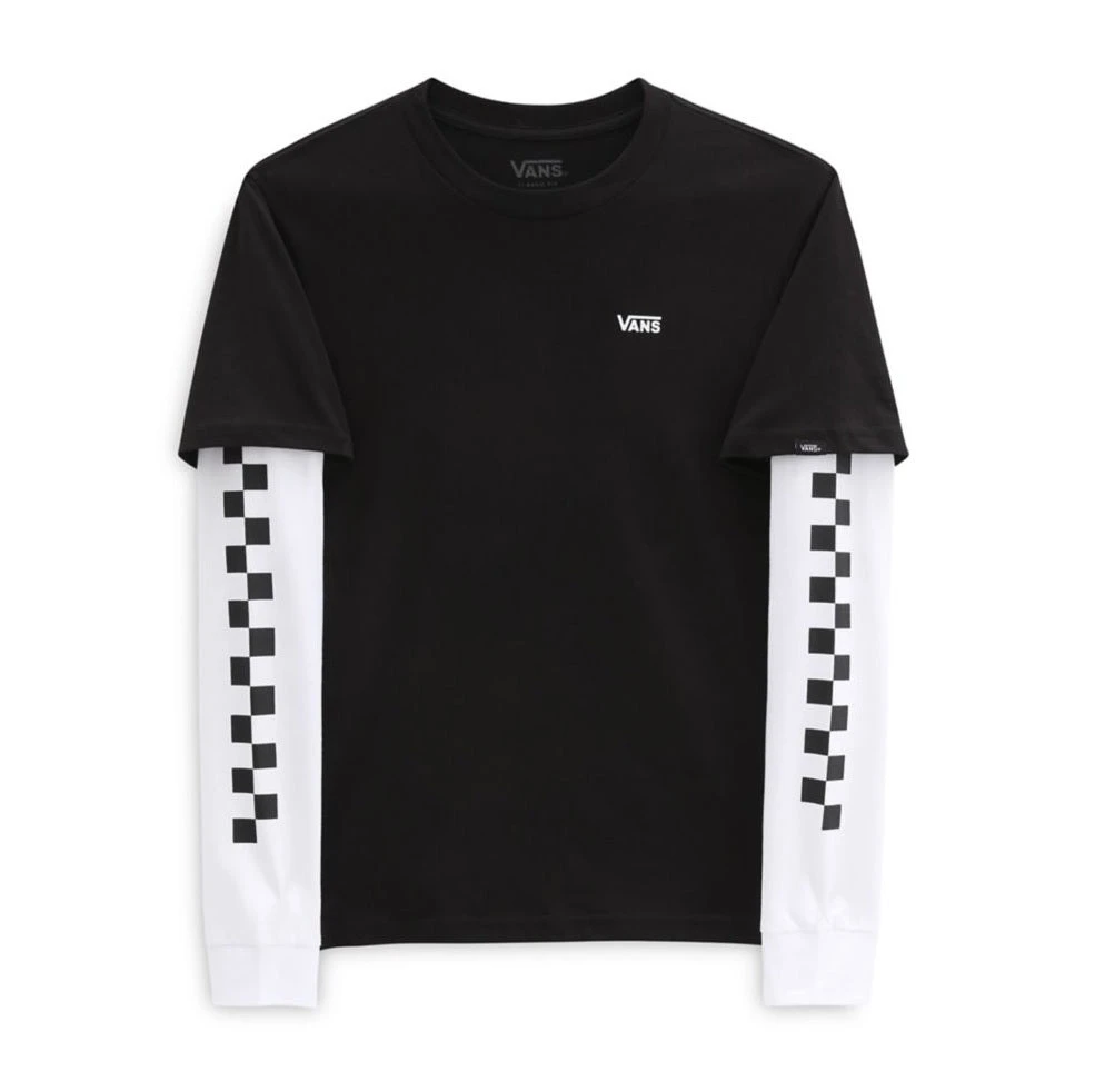 Vans Boys Long Check Twofer T-Shirt - Black
