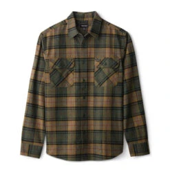 Brixton Bowery L/S Flannel Shirt - Evergreen