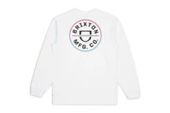 Brixton Crest Standard Long Sleeve T - White/Light Blue/Pink