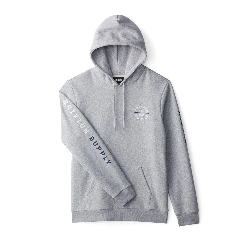 Brixton Oath VI Hoodie - Heather Grey/White/ Navy - Image 2