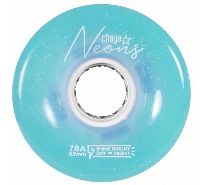 Chaya Neons LED Light Up Roller Skate Wheels Blue 65mm 78a - 4 Pack