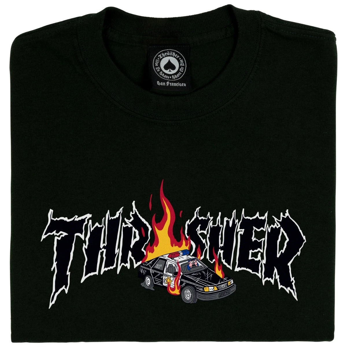 Thrasher Cop Car T-Shirt - Black - Image 2