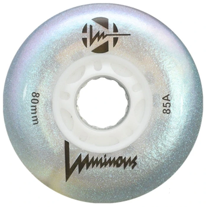 Luminous Light Up Inline Skate Wheels - White Glitter 4 Pack