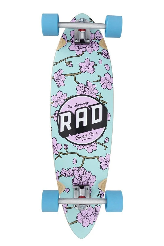 Rad Cherry Blossom Mini Pintail Longboard Blue/Pink- 32"