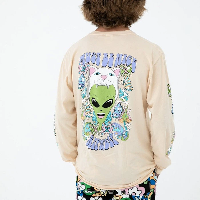 RIPNDIP Think Factory Long Sleeve T - Light Peach - Image 3