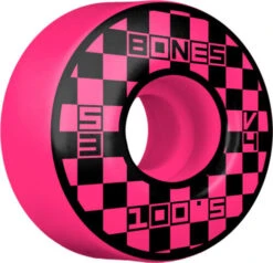 Bones 100's Block Party V4 Wide Skateboard Wheels Pink - 52mm