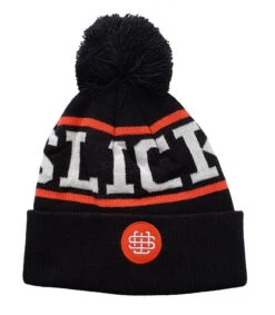 Slick's Skate Store Bobble Beanie - Black
