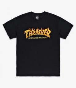 Thrasher Fire Logo T-Shirt - Black