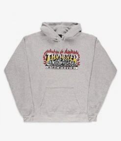 Thrasher Krak Skulls Hoodie - Heather Grey