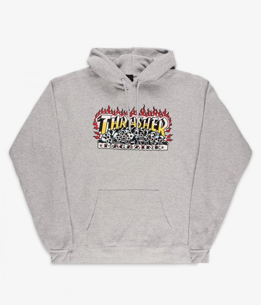 Thrasher Krak Skulls Hoodie - Heather Grey