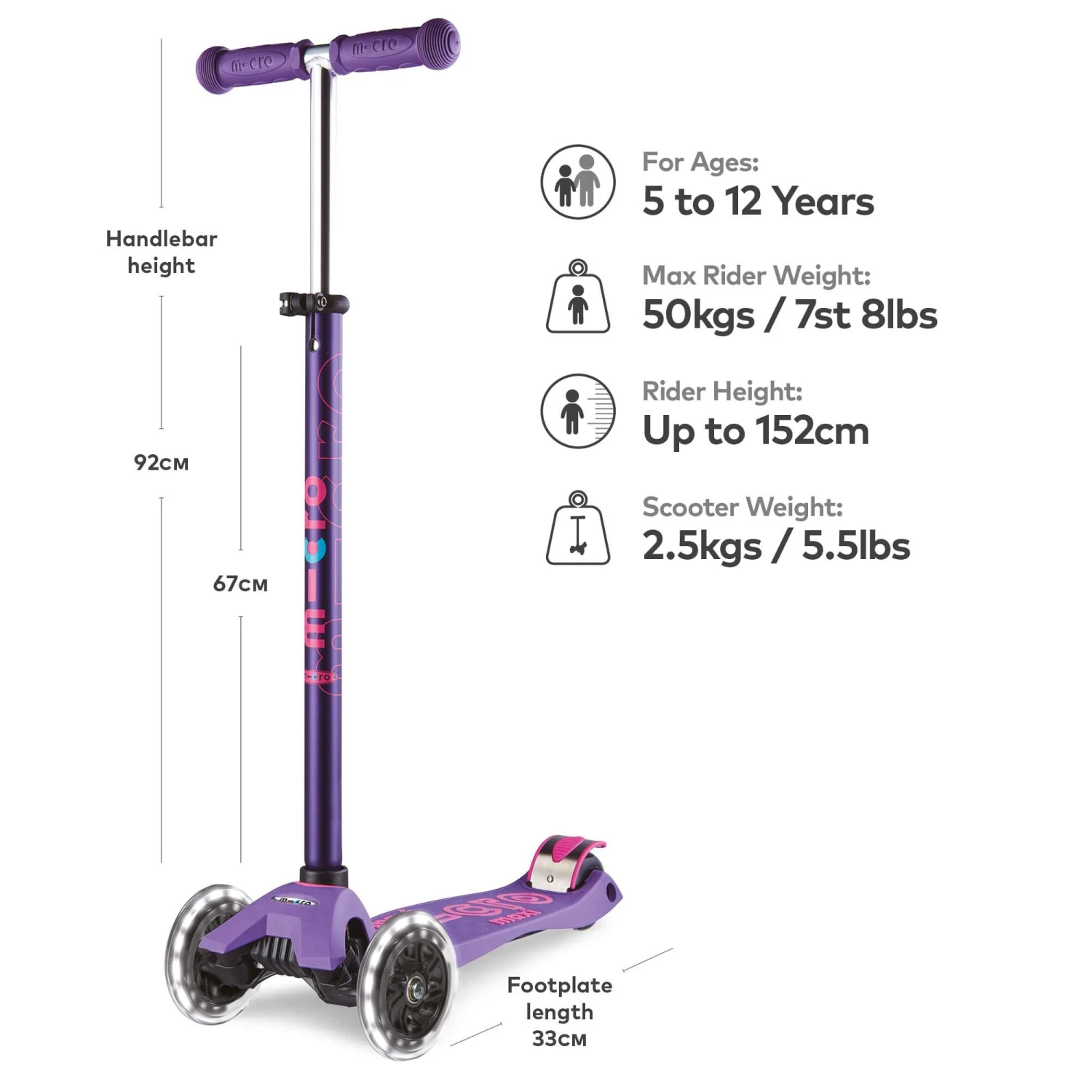 Maxi Micro Deluxe LED Scooter - Purple - Image 2